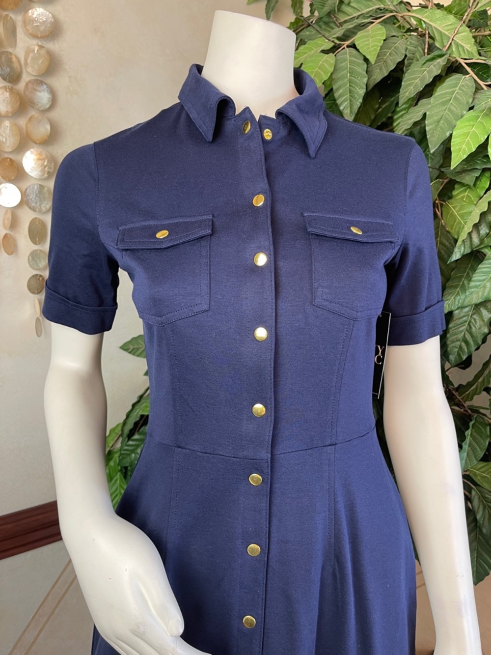 NY&CO NAVY SNAP FRONT SHORT SLEEVE DRESS - Picture 3 of 10